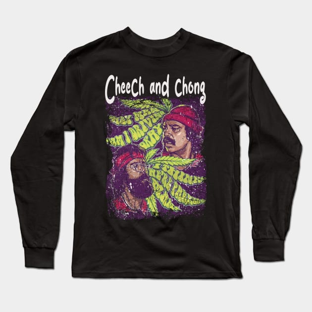 Graphic Art Smoky Cheech Comedy Long Sleeve T-Shirt by Black Demon Bear